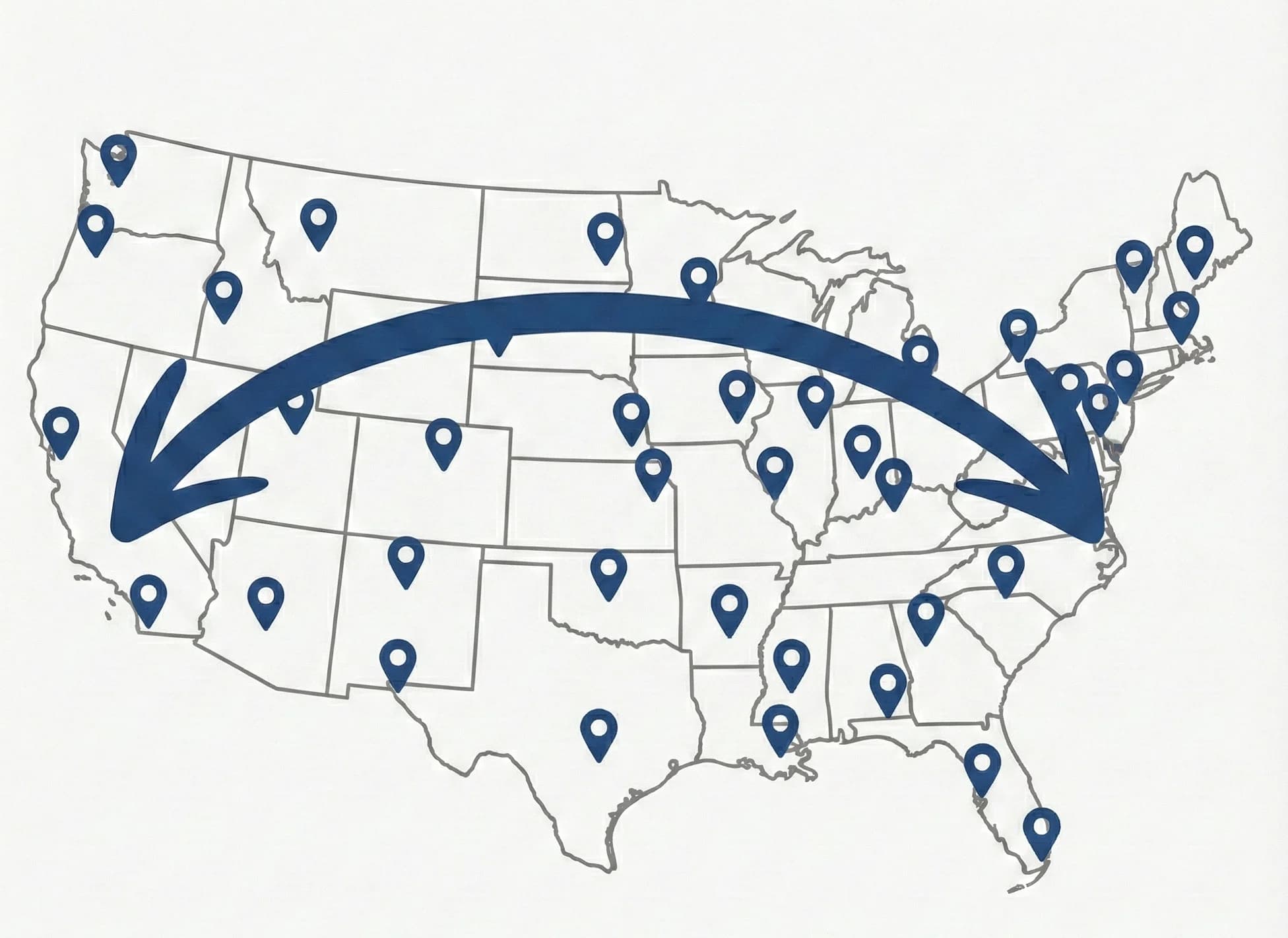 US Map connectivity graphic
